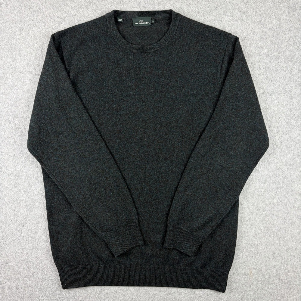 Rodd & Gunn Sweater Mens XL Teal Black Marled Optim Merino Wool Cashmere Knit - Picture 2 of 9